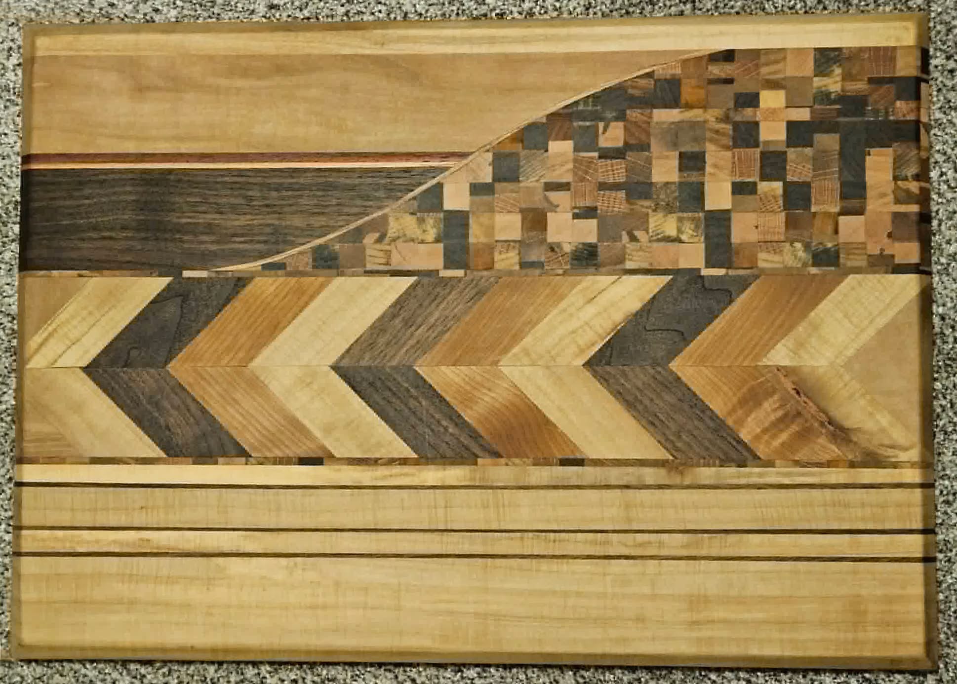 Stripped, Chevron, & Chaos Cutting Board 1